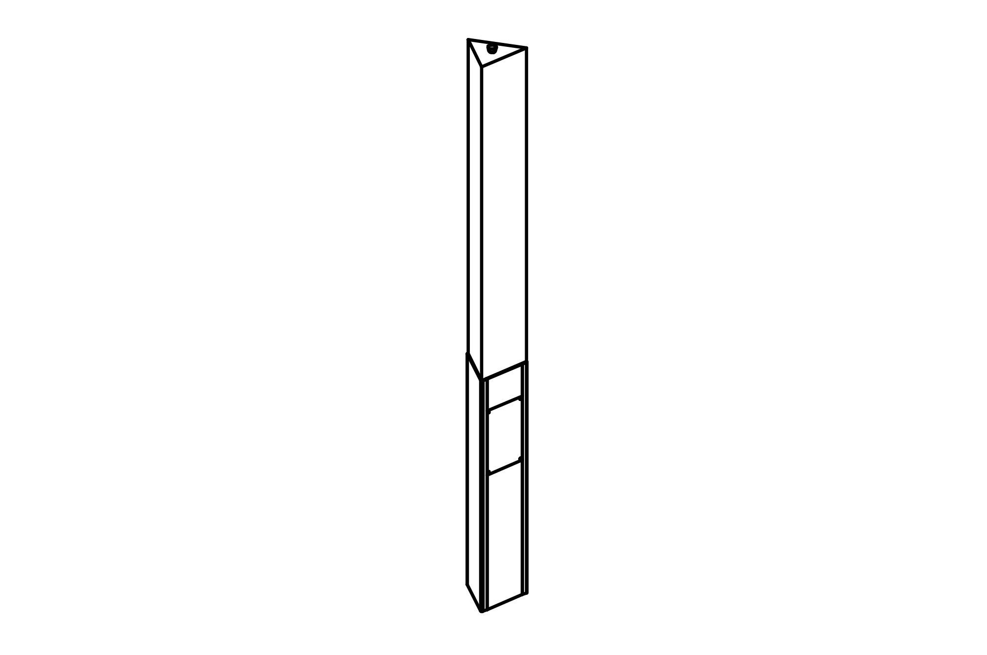 Prism Column with equipment made of stainless steel and large-format acrylic glass prism.