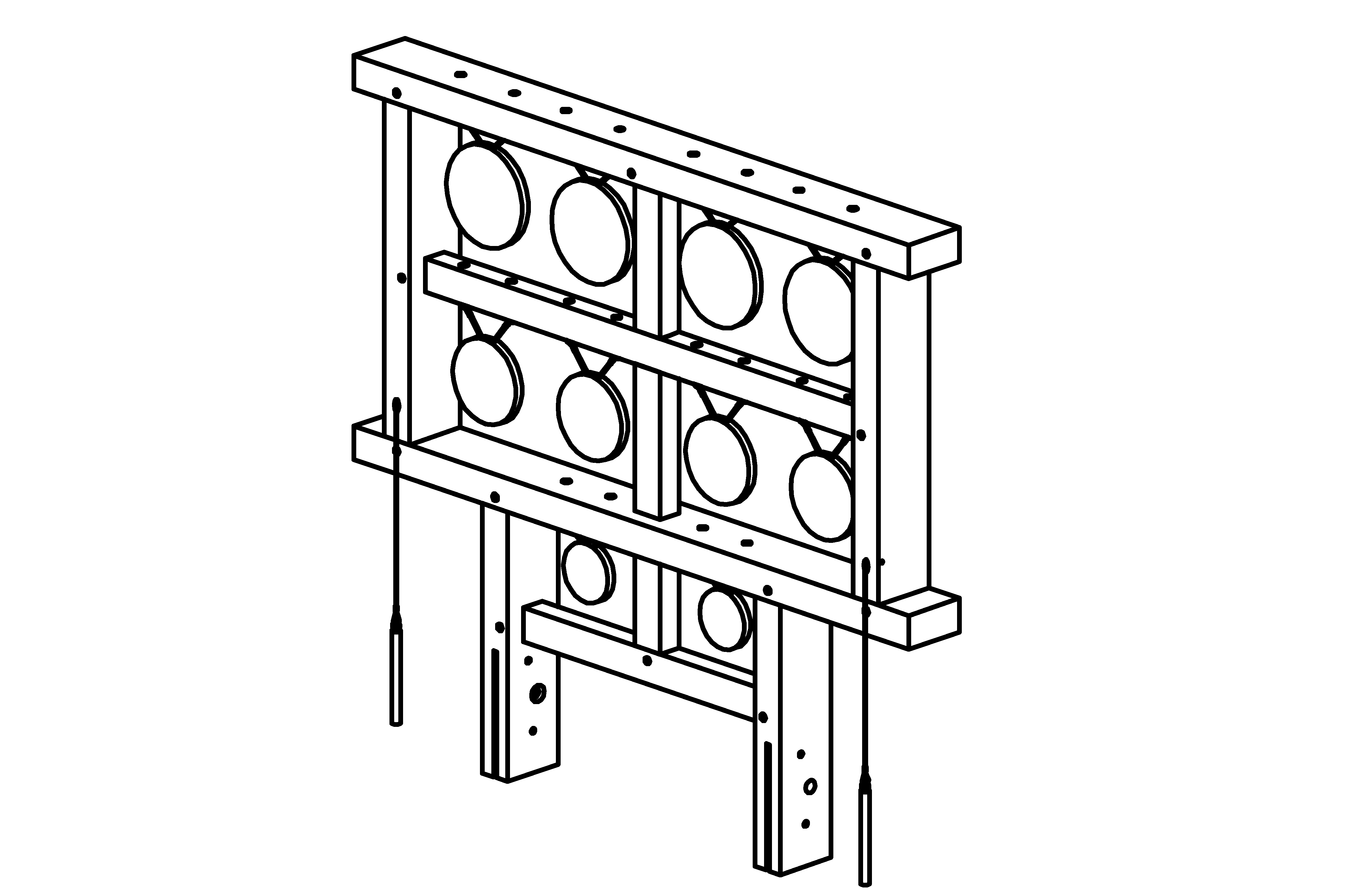 Metal Gongs with frame made of oak