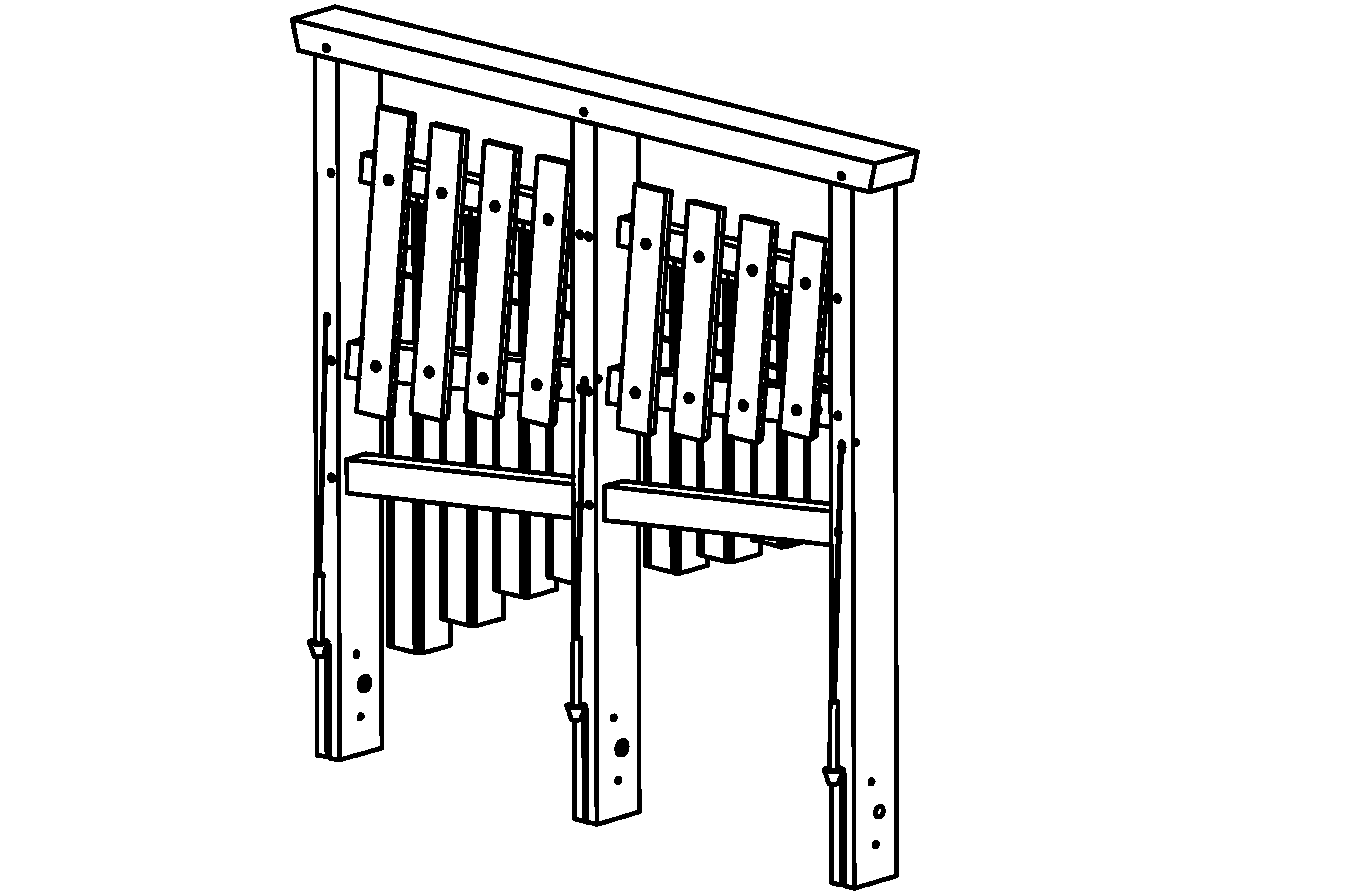 Dendrophone with frame made of oak