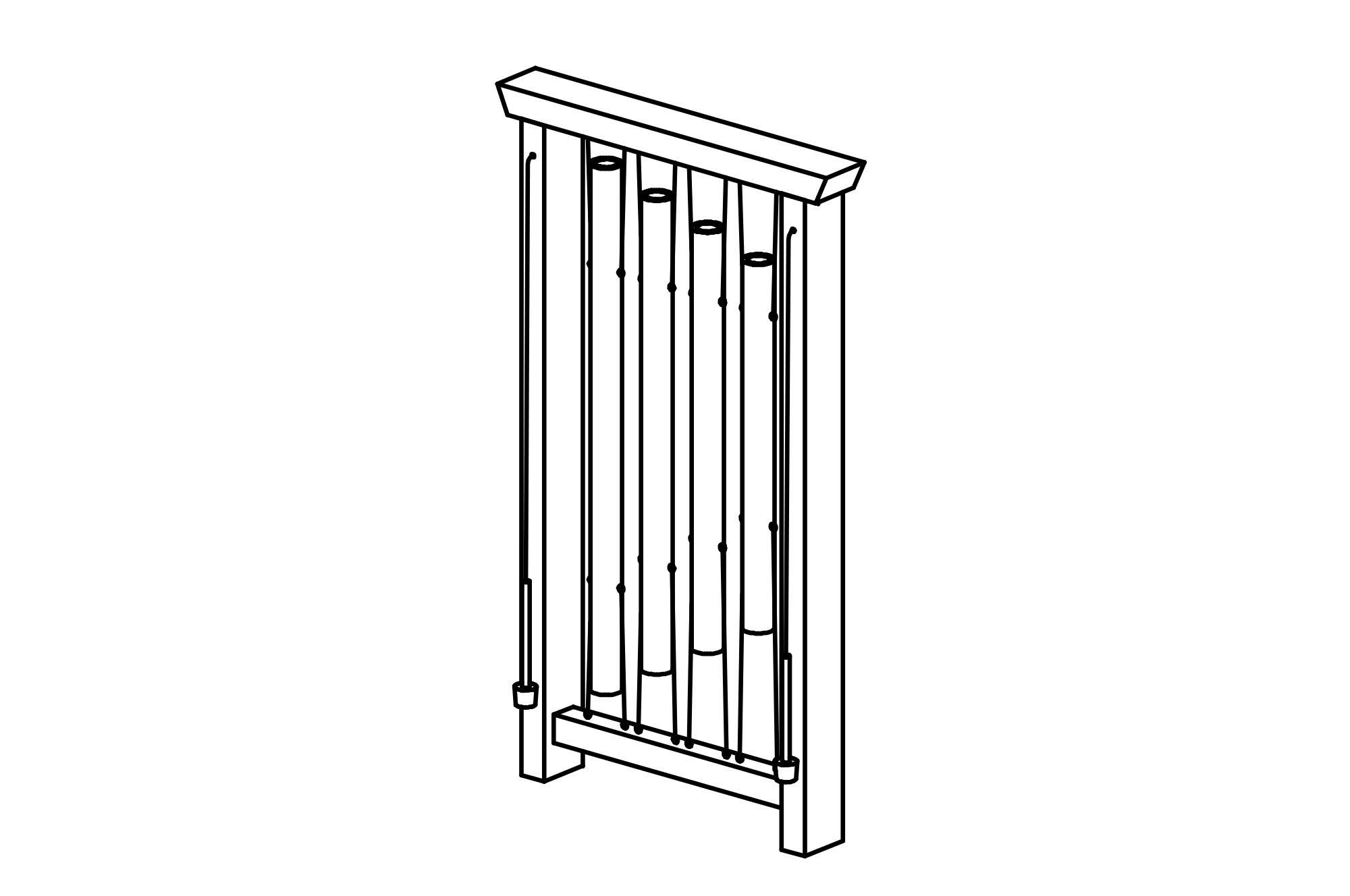 Core free Tubular Dendrophone and frame made of oak