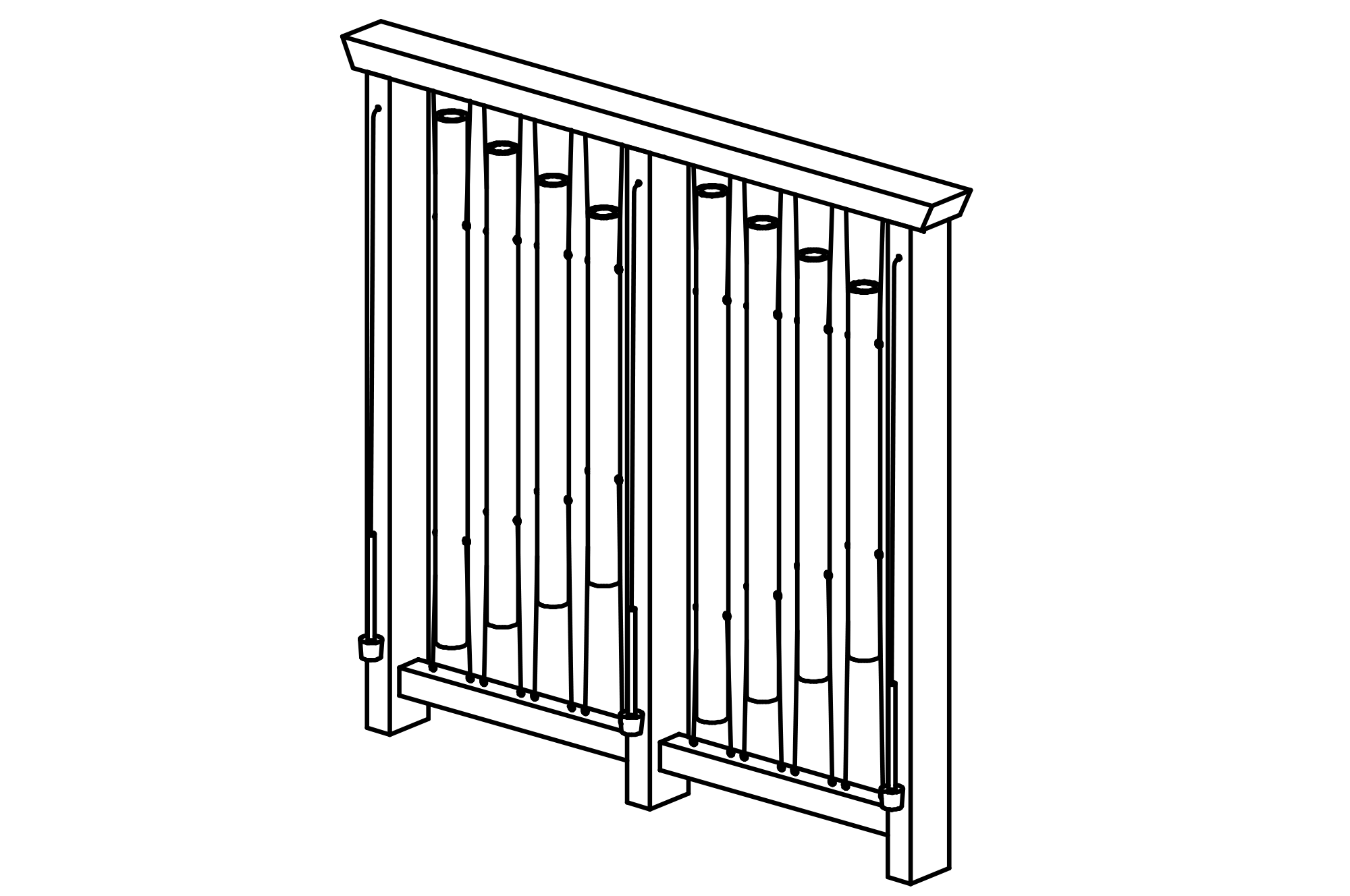 Core free Tubular Dendrophone and frame made of oak