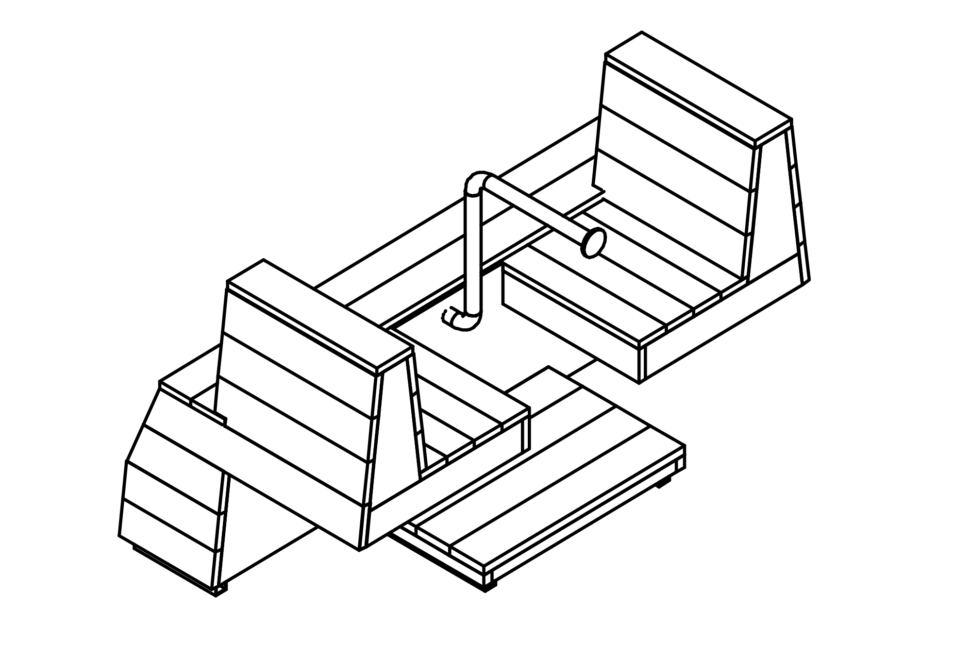 Rowing Machine made from sawn-timbers of mountain larch