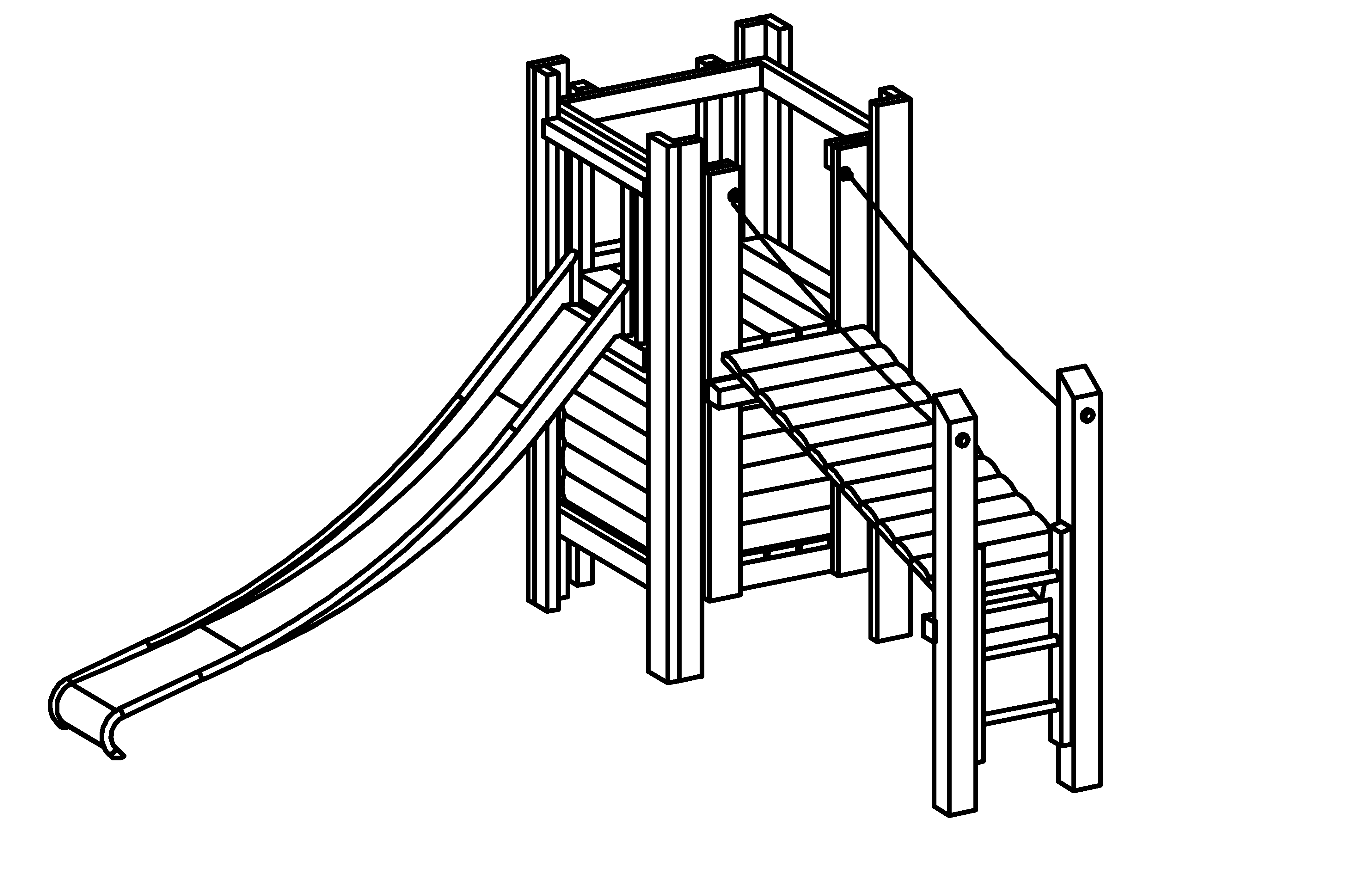 Hut Combination 217 is a platform hut with steel feet and a stainless steel slide