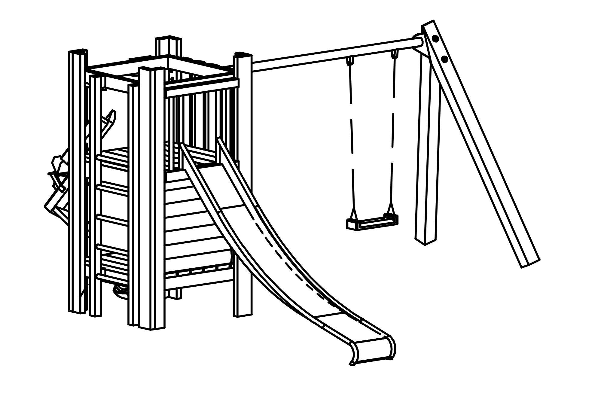 Hut Combination 384 with single swing made of non-impregnated mountain larch