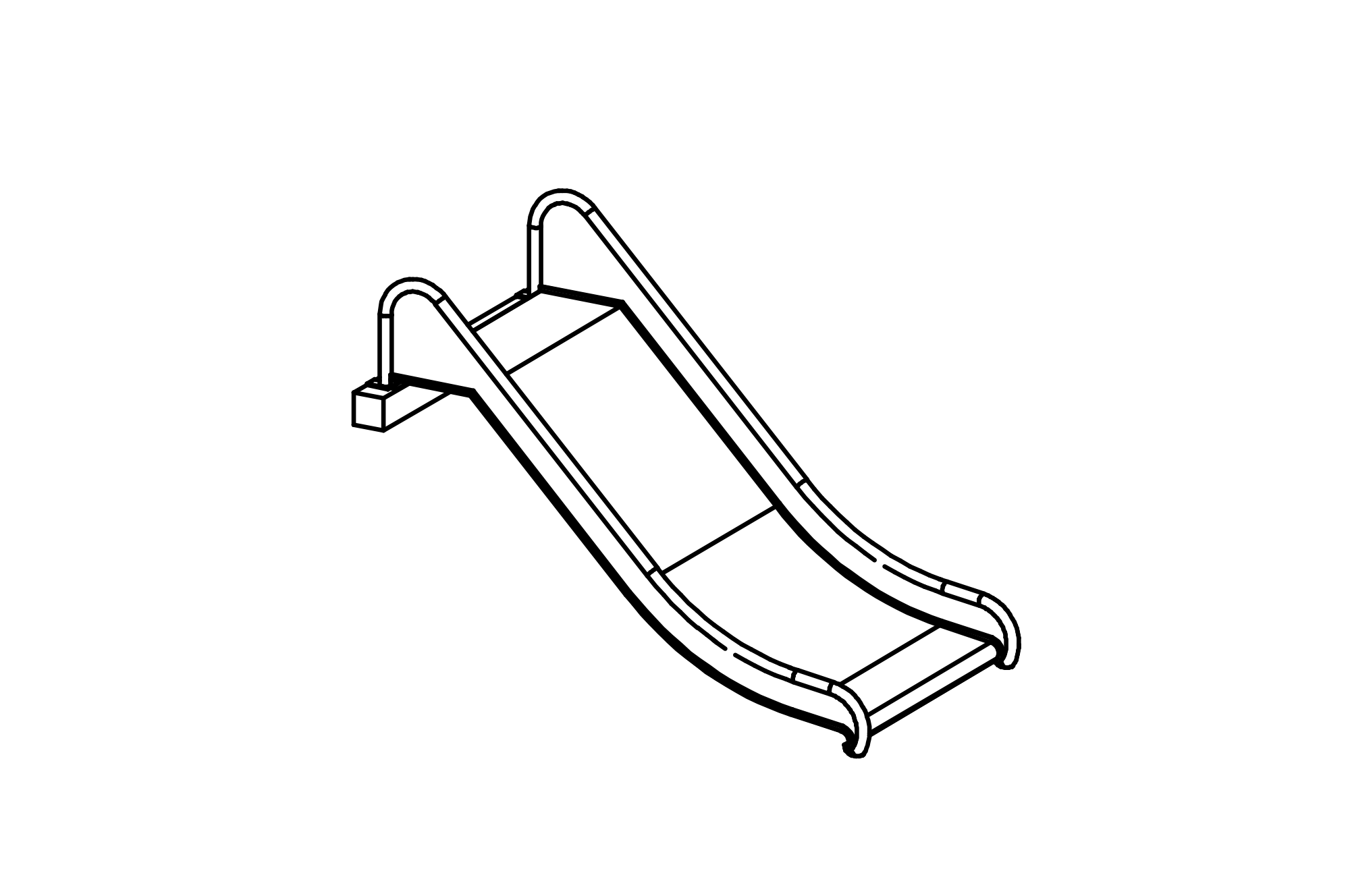 Stainless Steel Slide, width = 1 m, height = 1 m made of stainless steel.