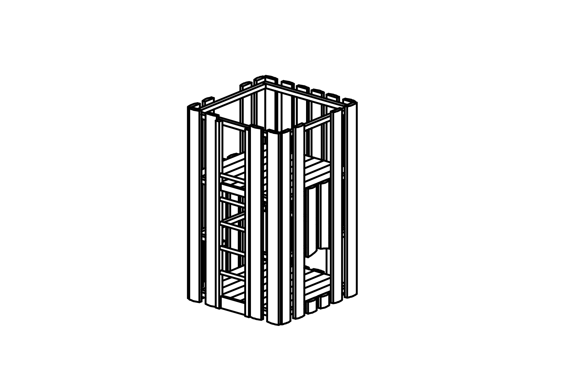 Transparent Tower without roof, larch