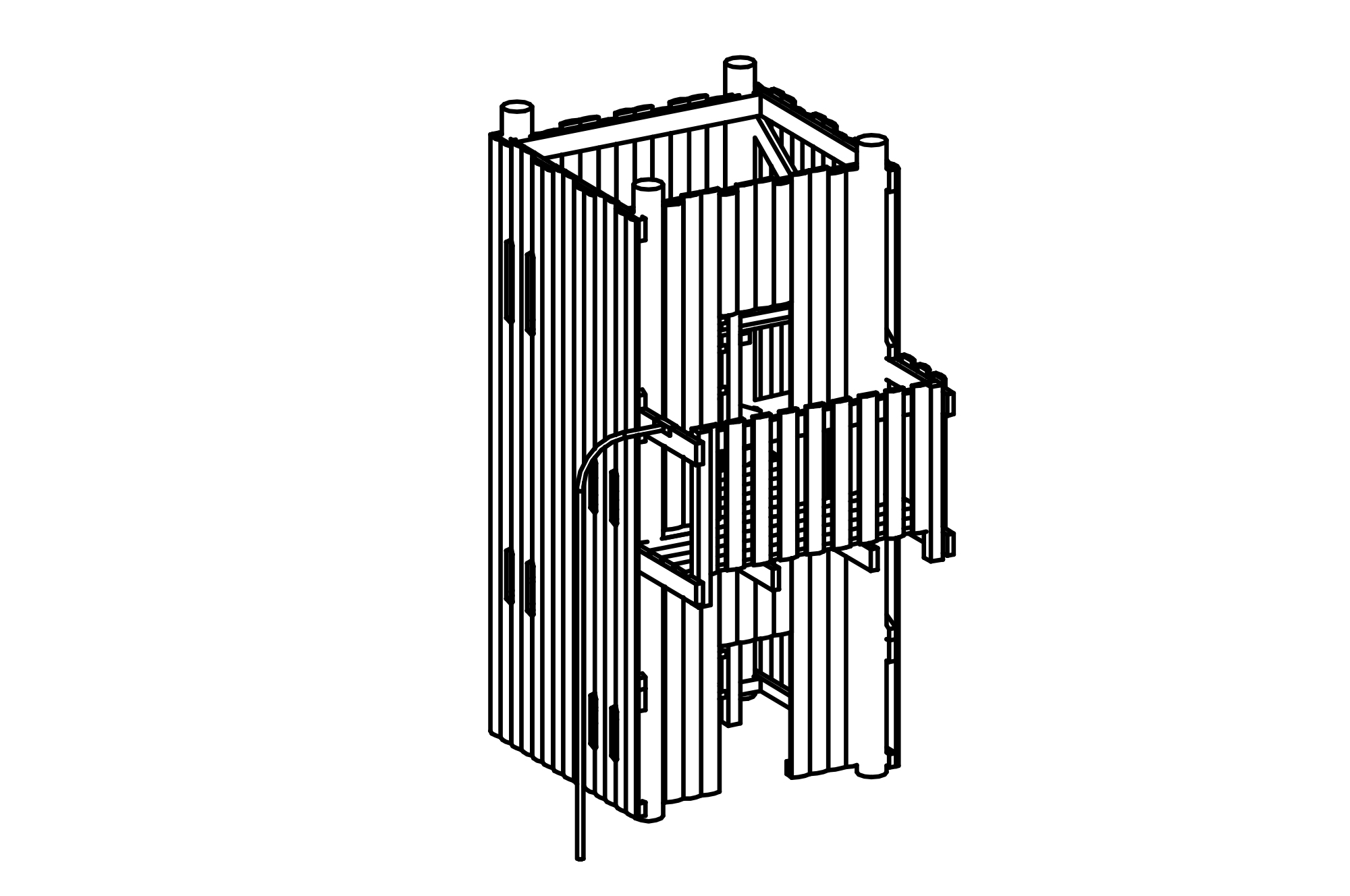 Look-out Tower, height = 2 m made of non-impregnated mountain larch