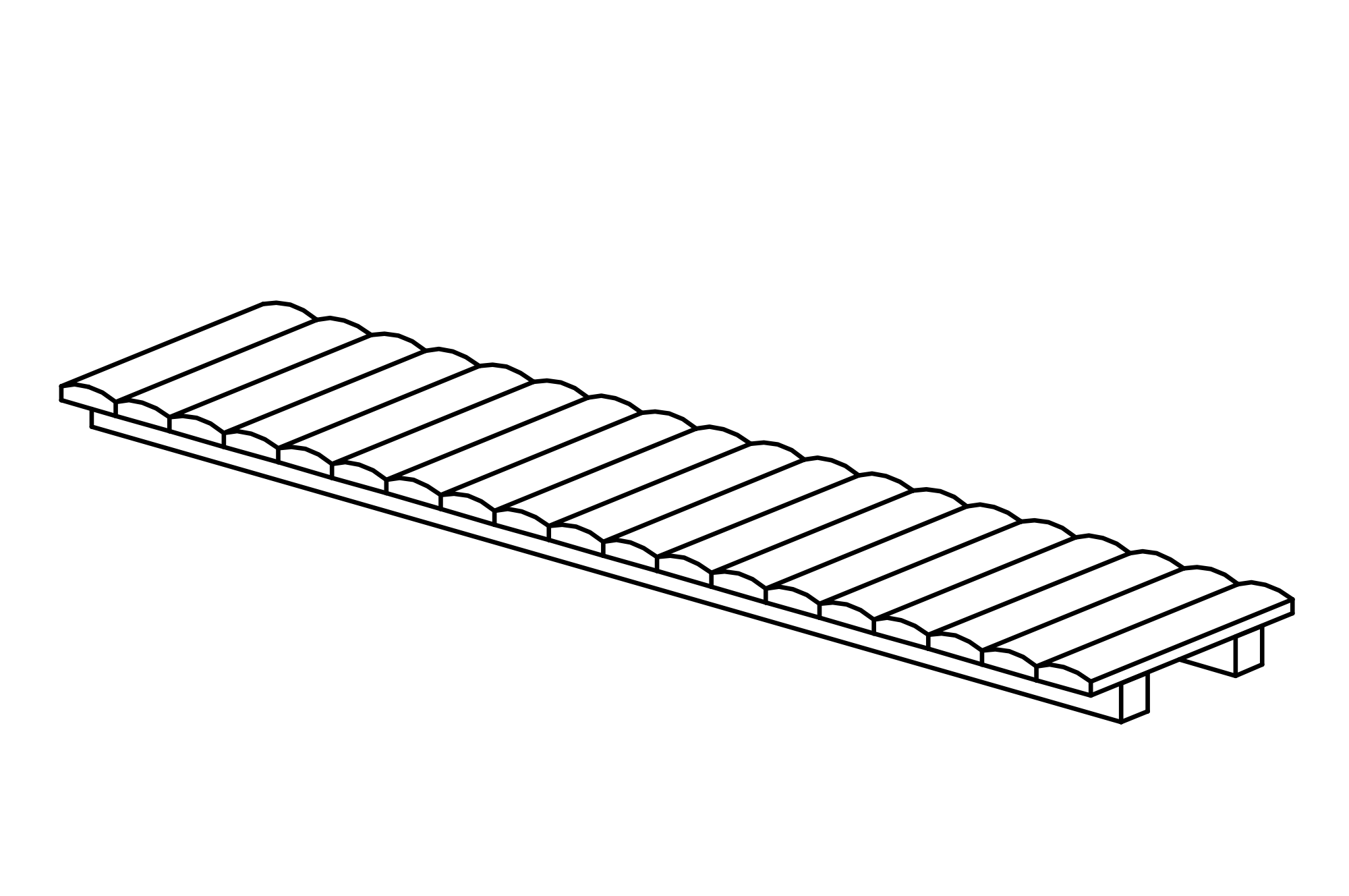 Bridge without handrails, length = 3 m with equipment made of mountain larch