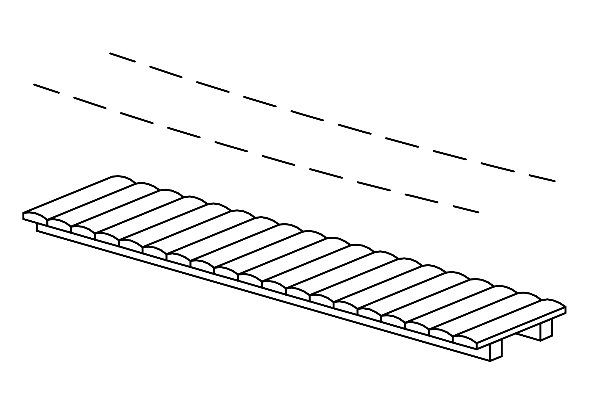 Bridge with chain handrail, length = 3 m with equipment made of mountain larch