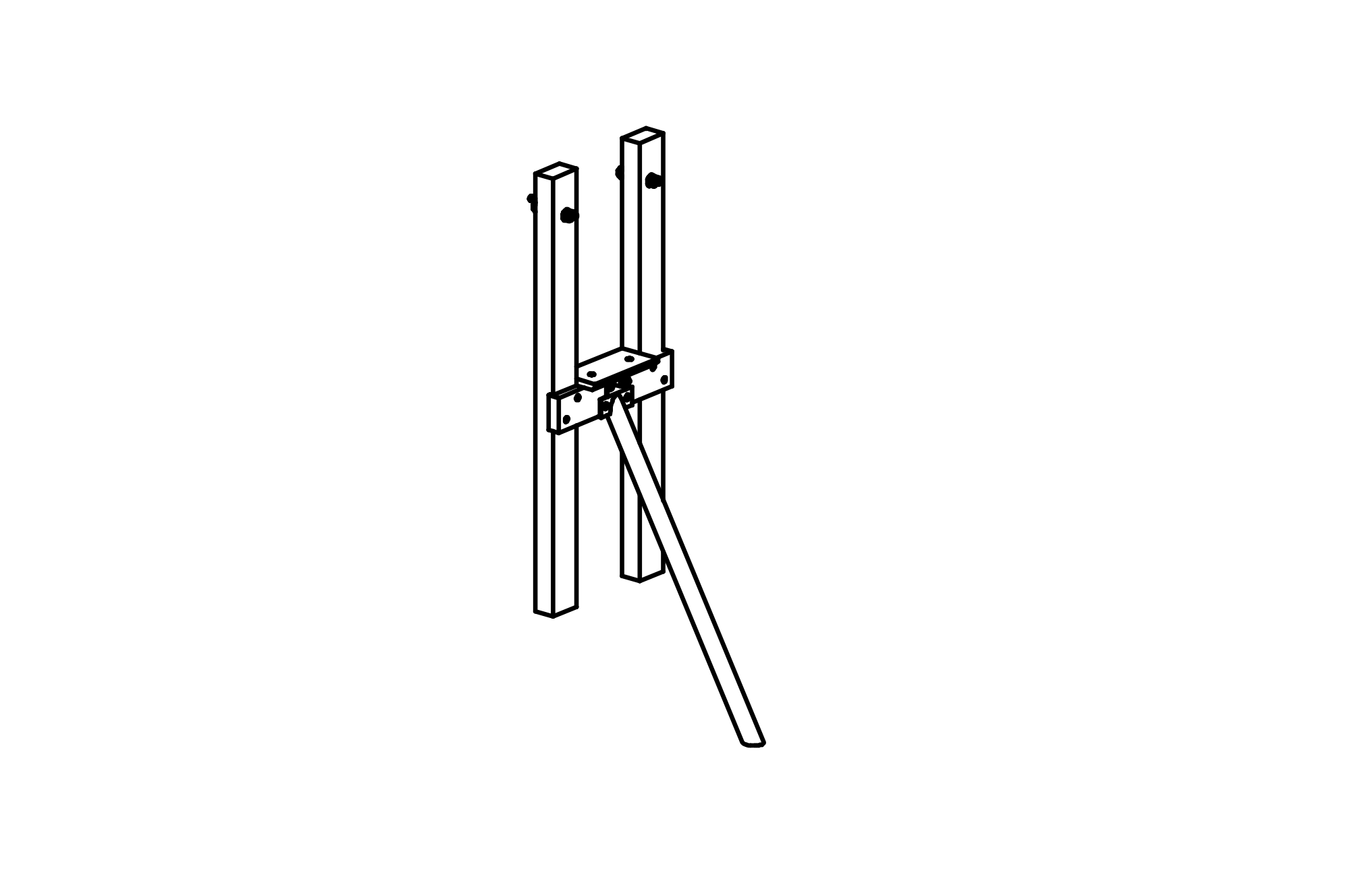 Support Frame for Platforms, height = 1.50 m with equipment made of non-impregnated mountain larch