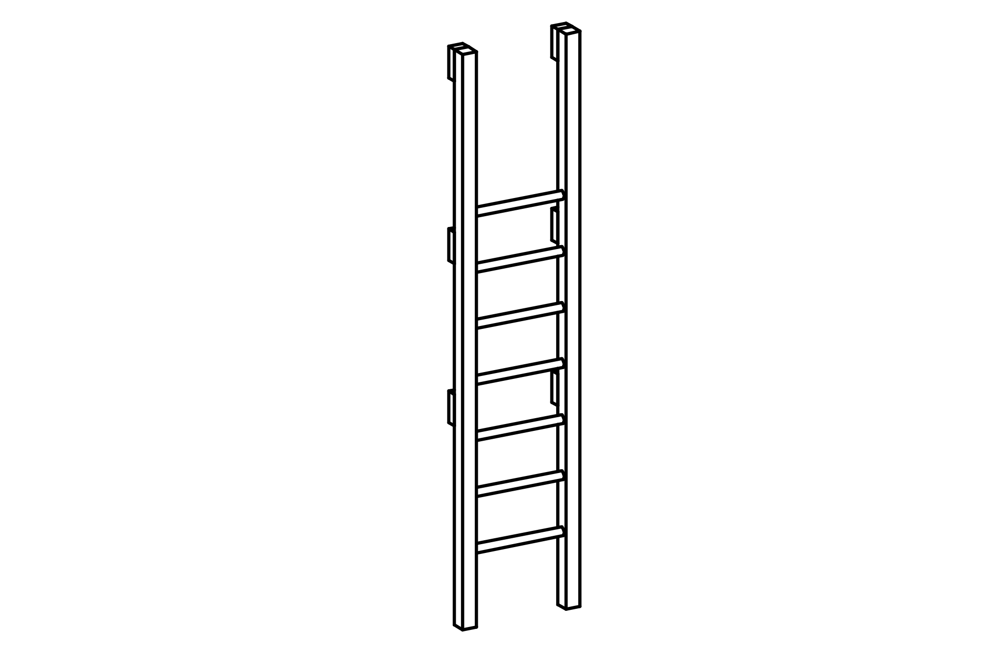 Ladder for Platforms, attachment to long side, height = 2 m with core-free sawn-timbers