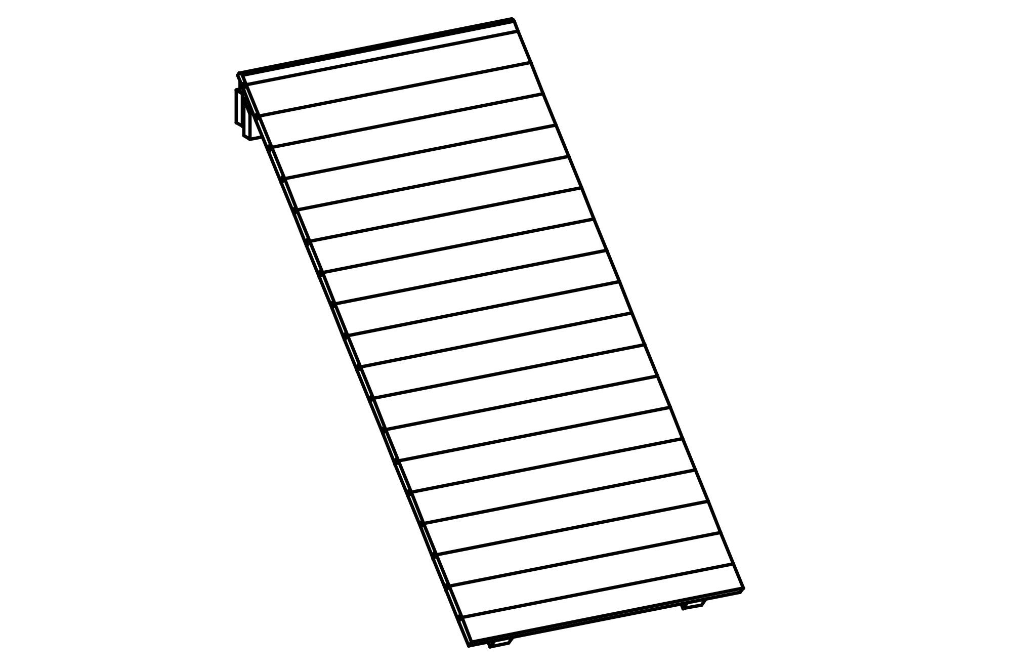 Inclined Wall for Square Tower with Roof, height = 2 m, width= 1.30 m with core-free sawn-timbers