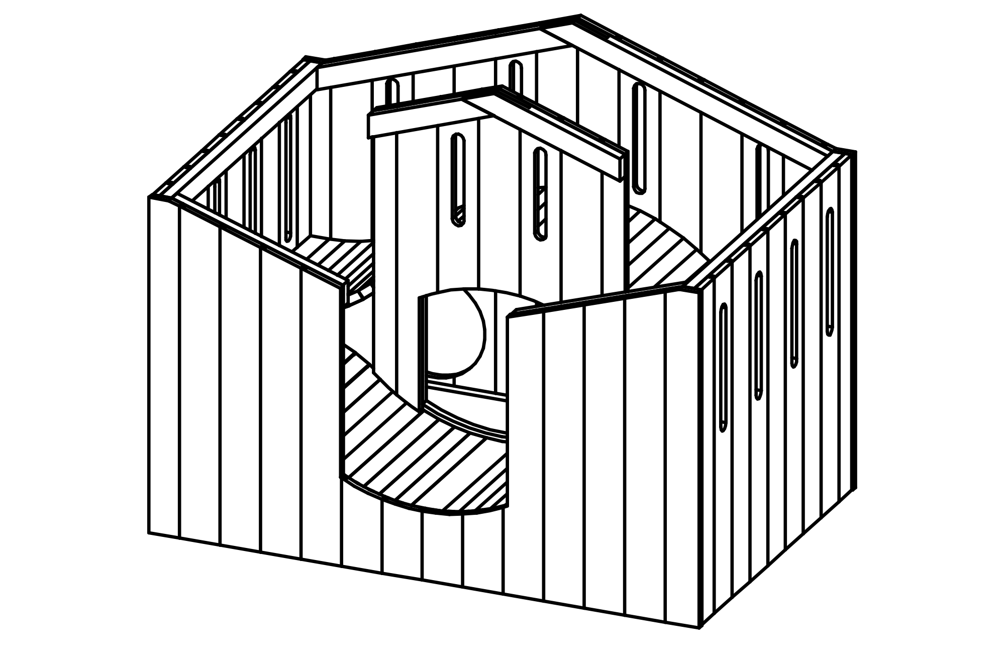 Dwarf Castle with equipment made of non-impregnated mountain larch