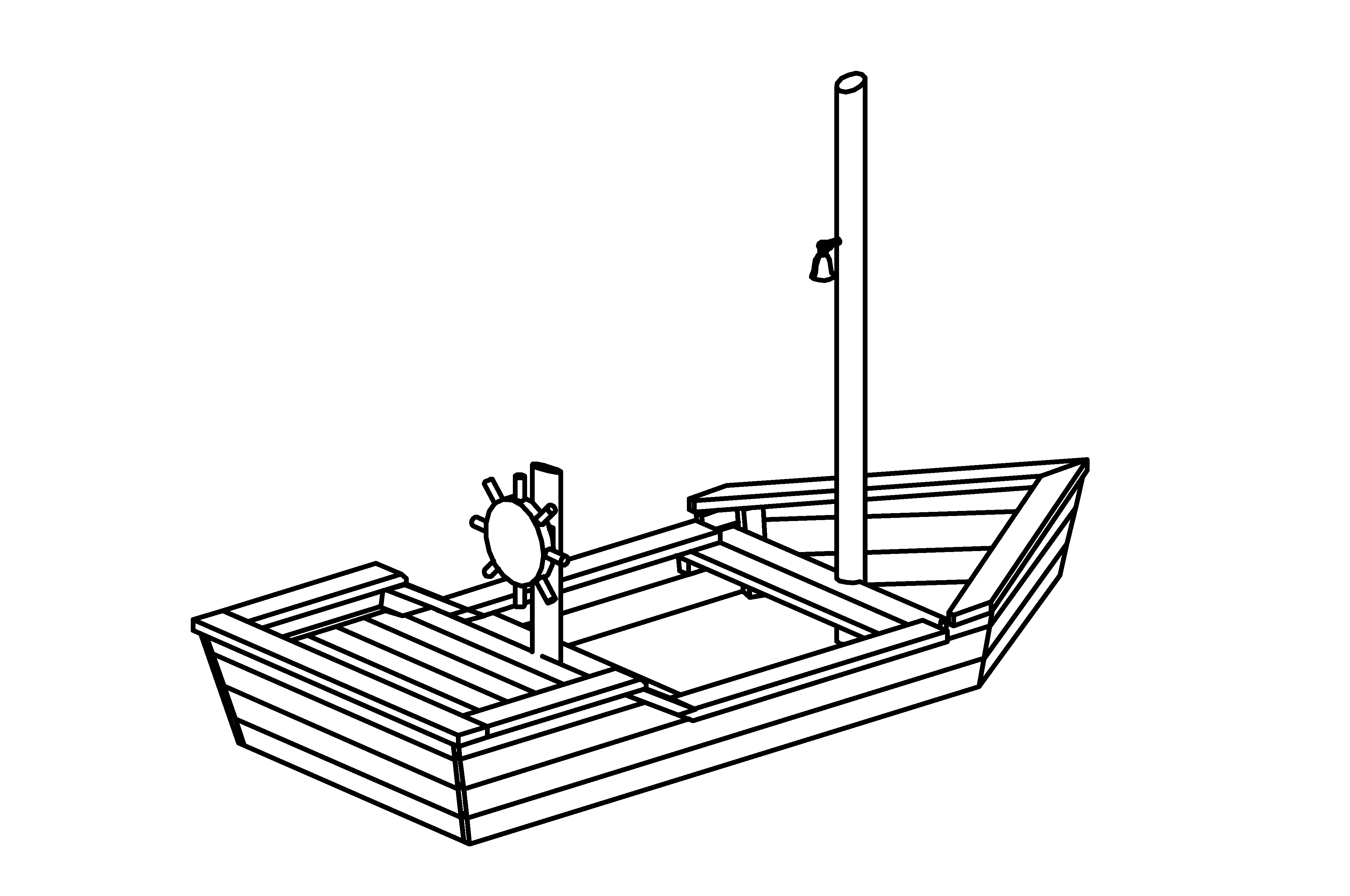 Sand Ship made of larch with steel foot and palisades peeled white