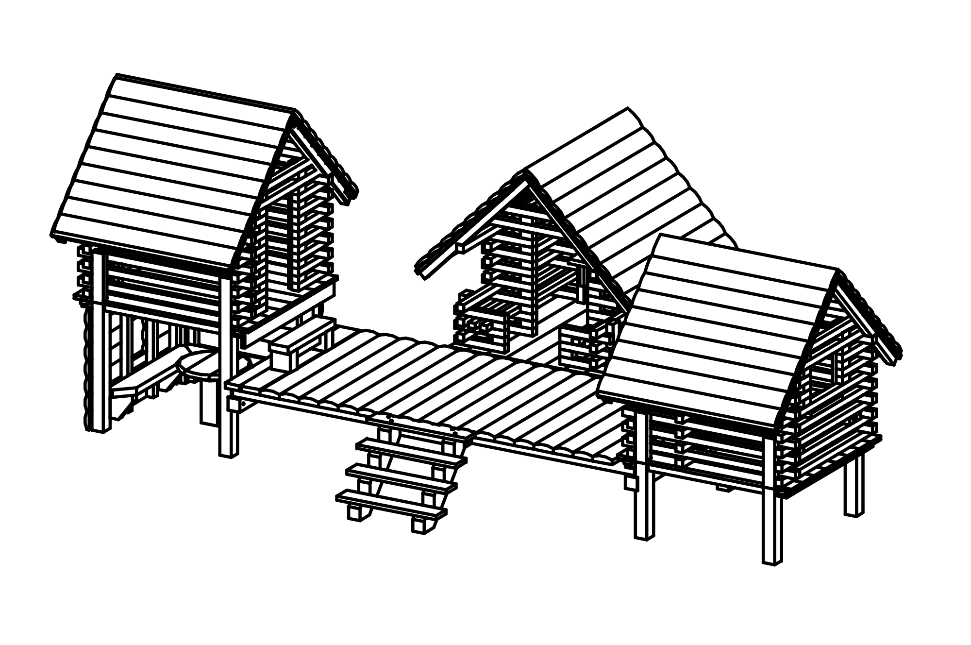 House Group A, made of of non-impregnated mountain larch