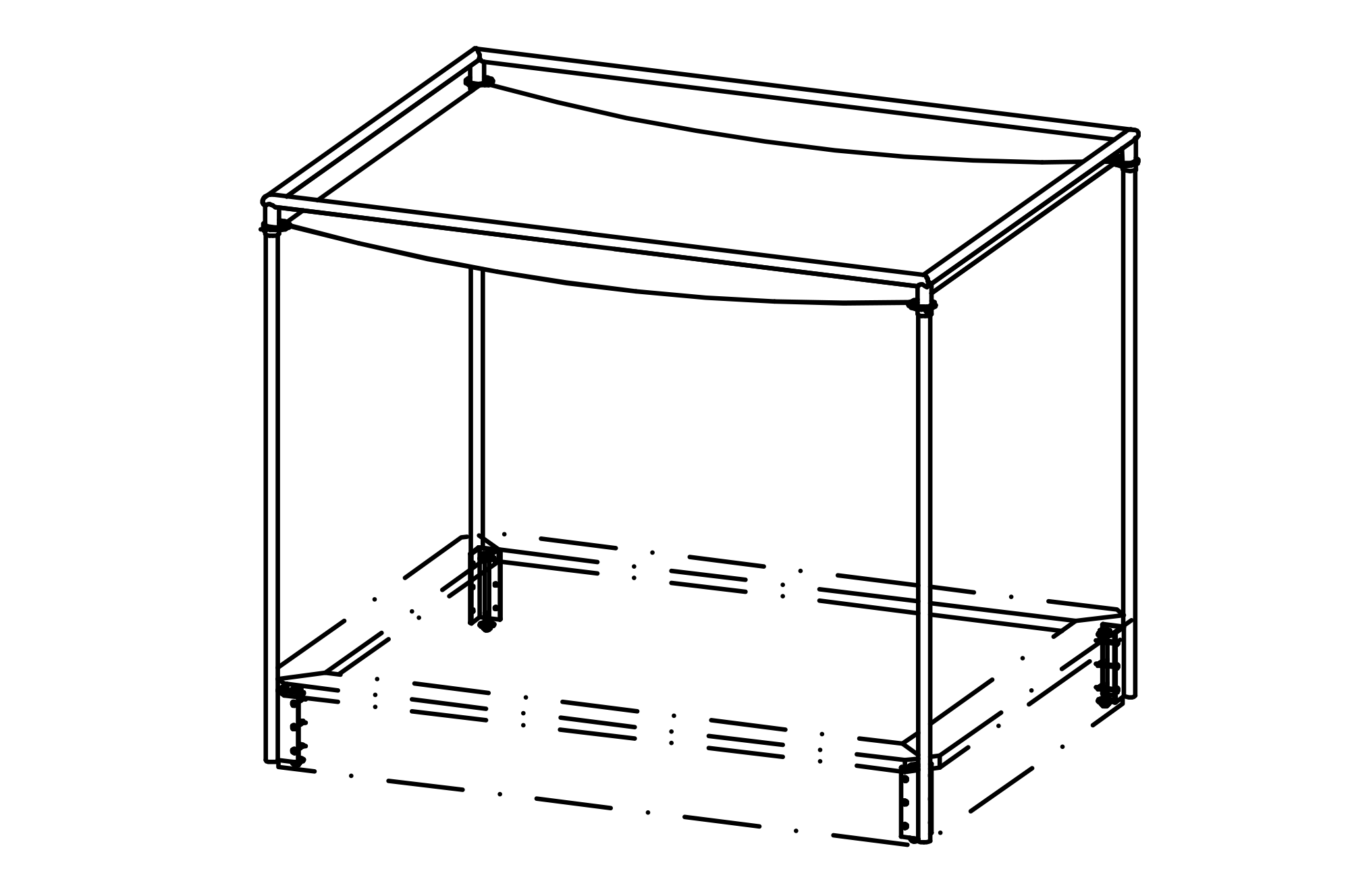 Awning with support system, stain