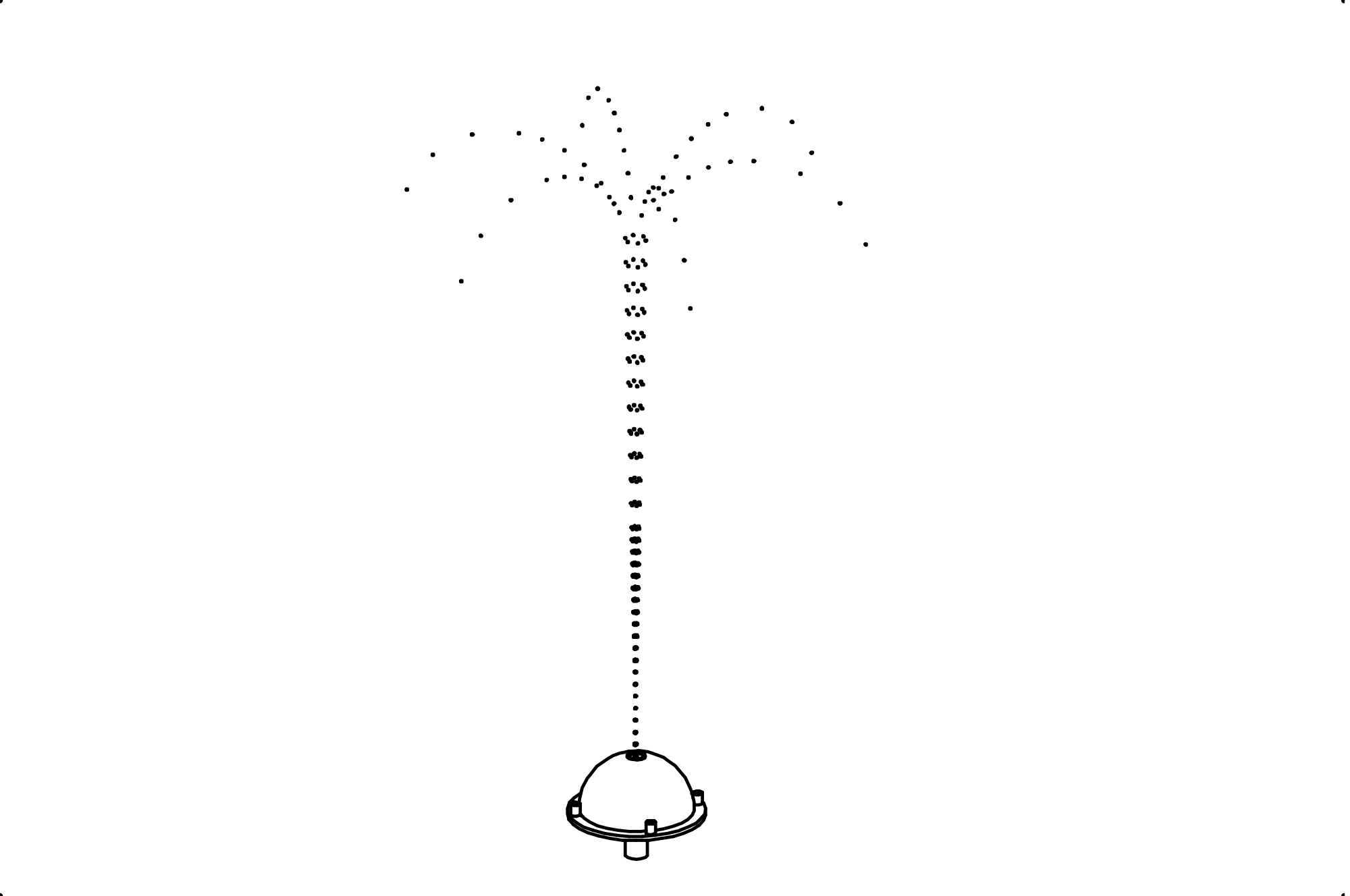 Spraying head with high water jet and small flange