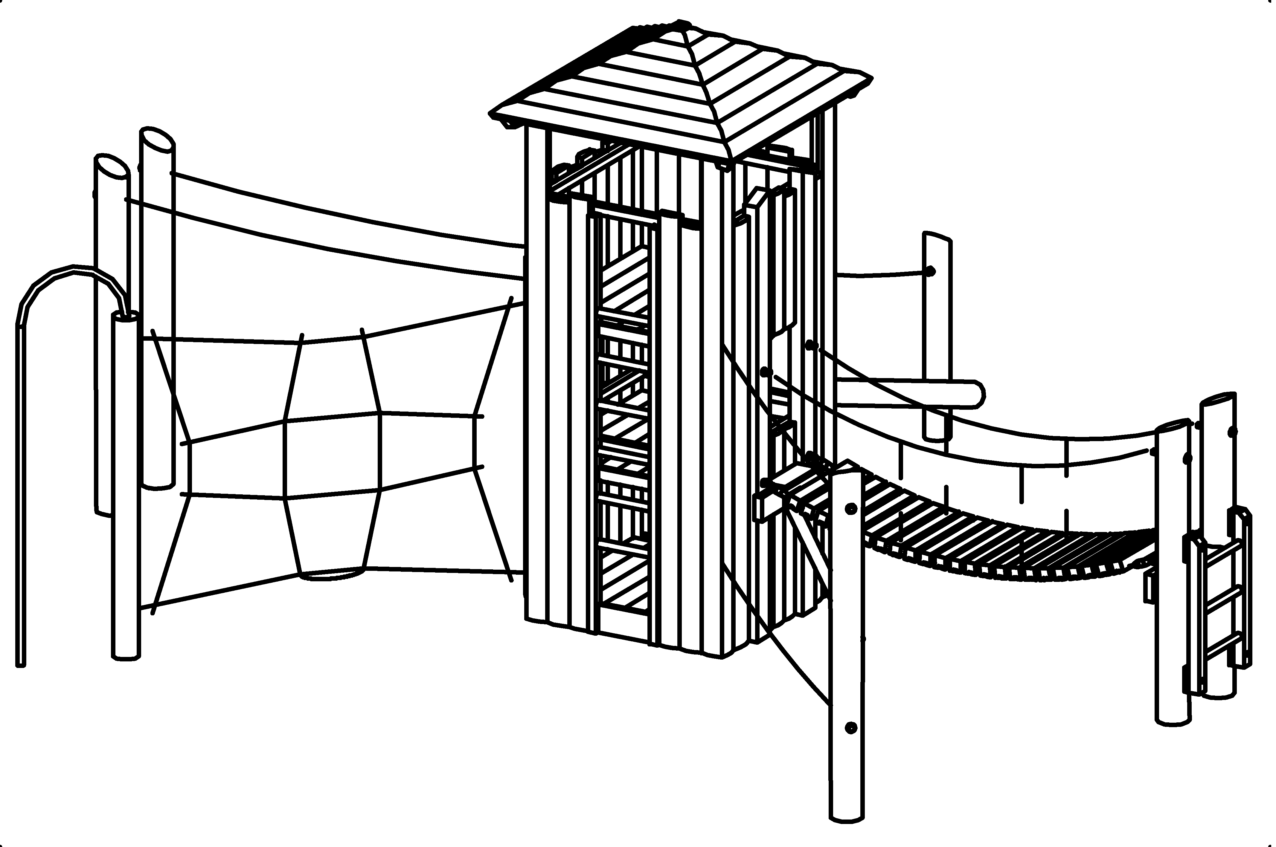 Tower Combination 33 made of larch with steel feet