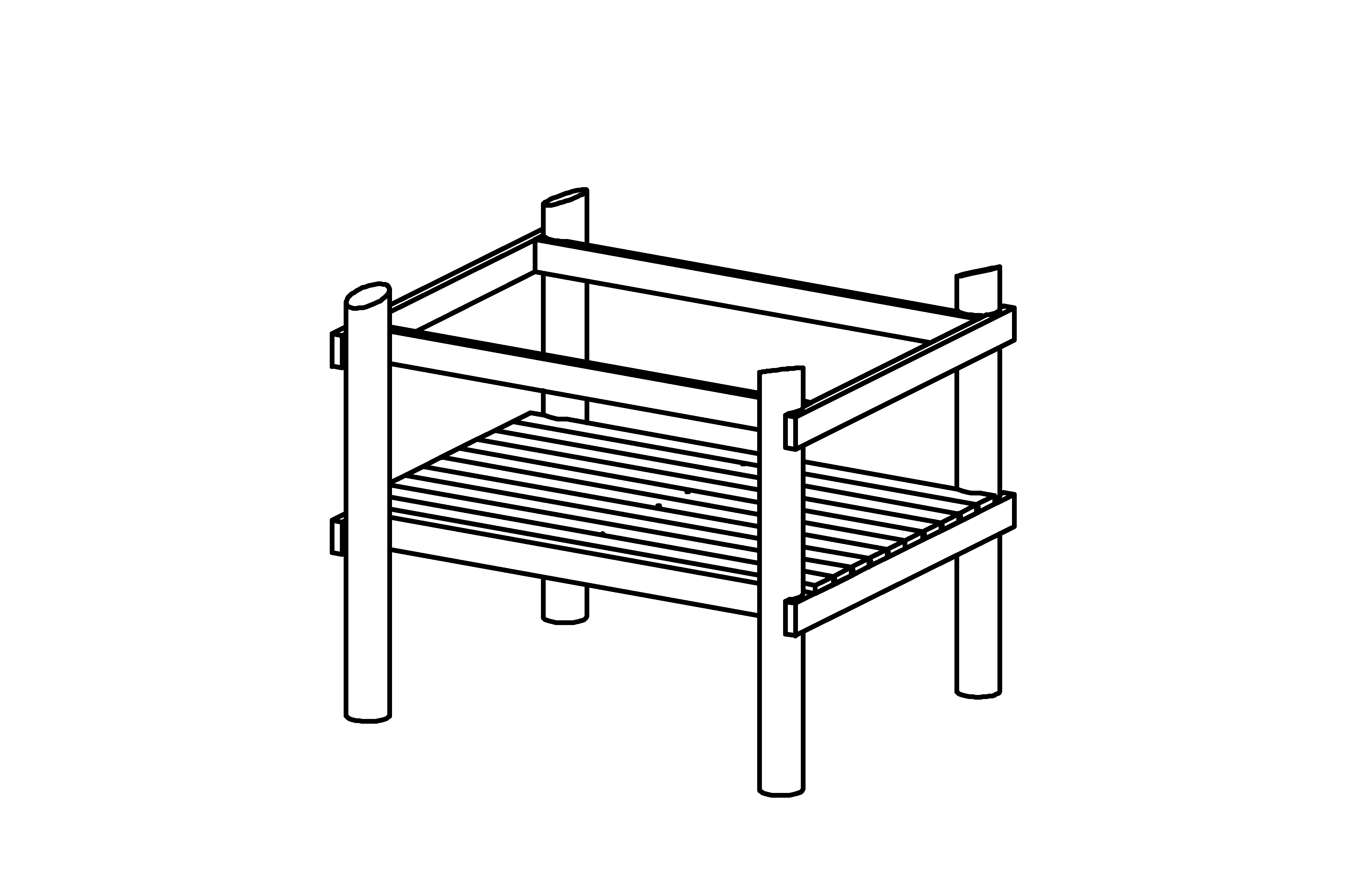 Platform, height 1.00 m, made of larch with steel feet