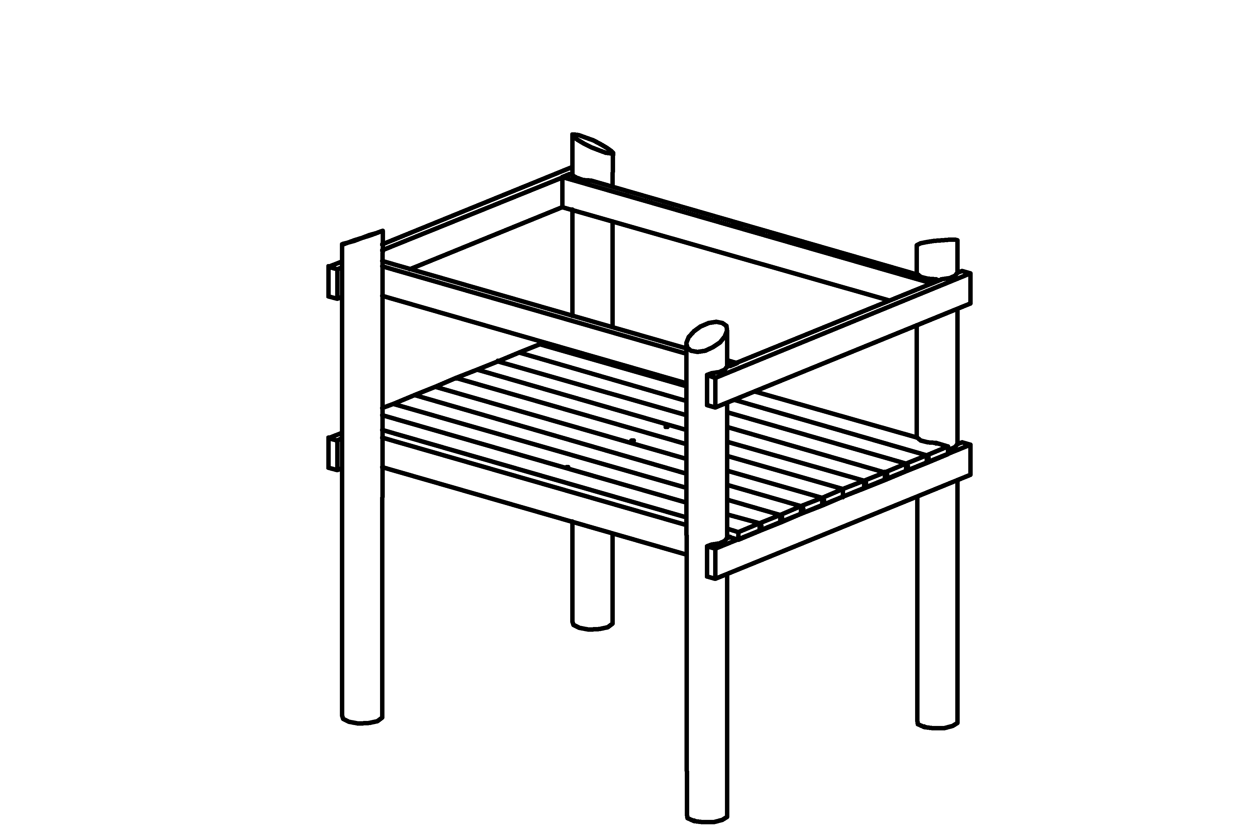 Platform, height = 1.50 m made of mountain larch