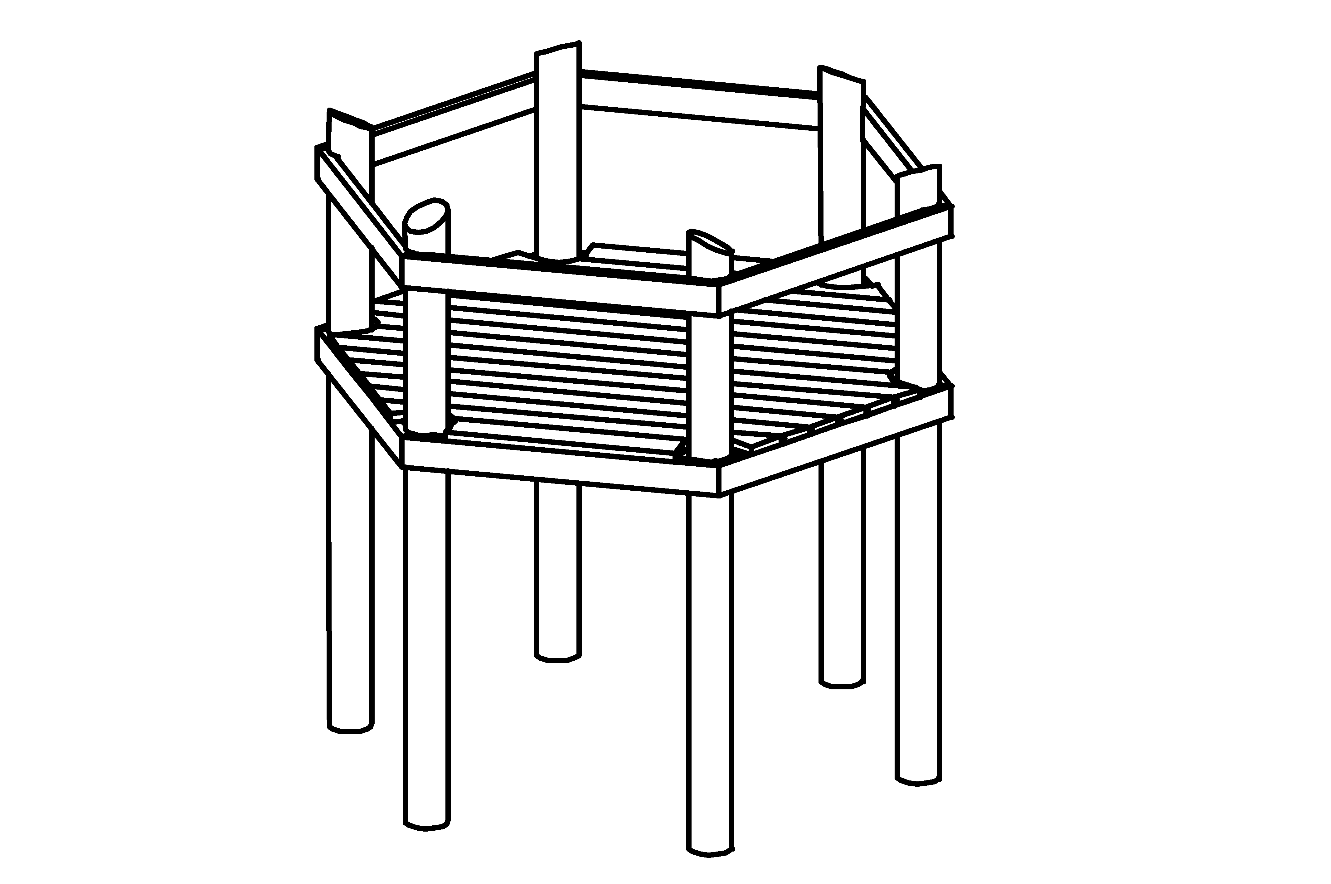 Hexagonal Platform, height 2.00 m