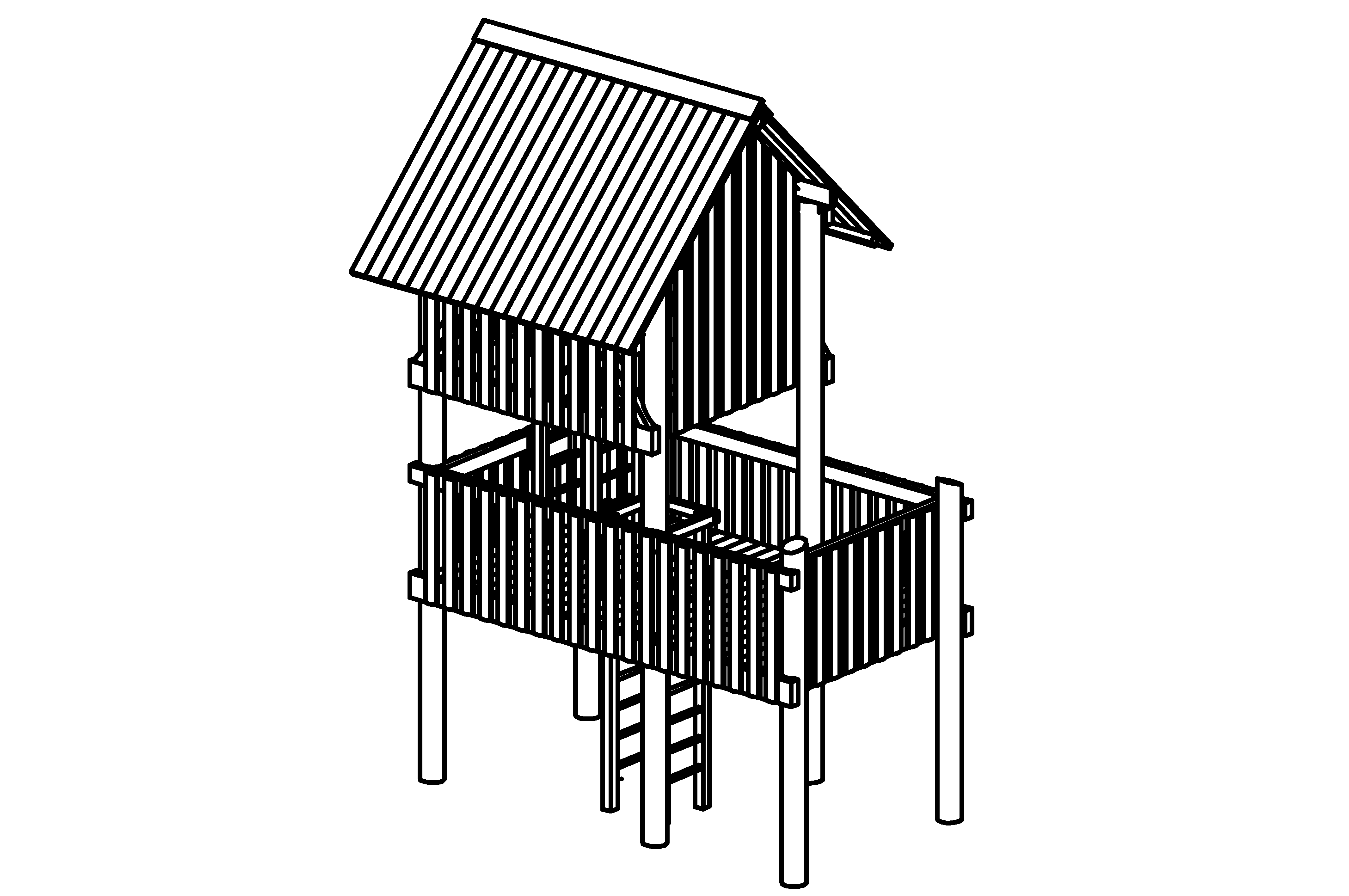 Platform Tower h=2.00/4.00m larch with steel feet