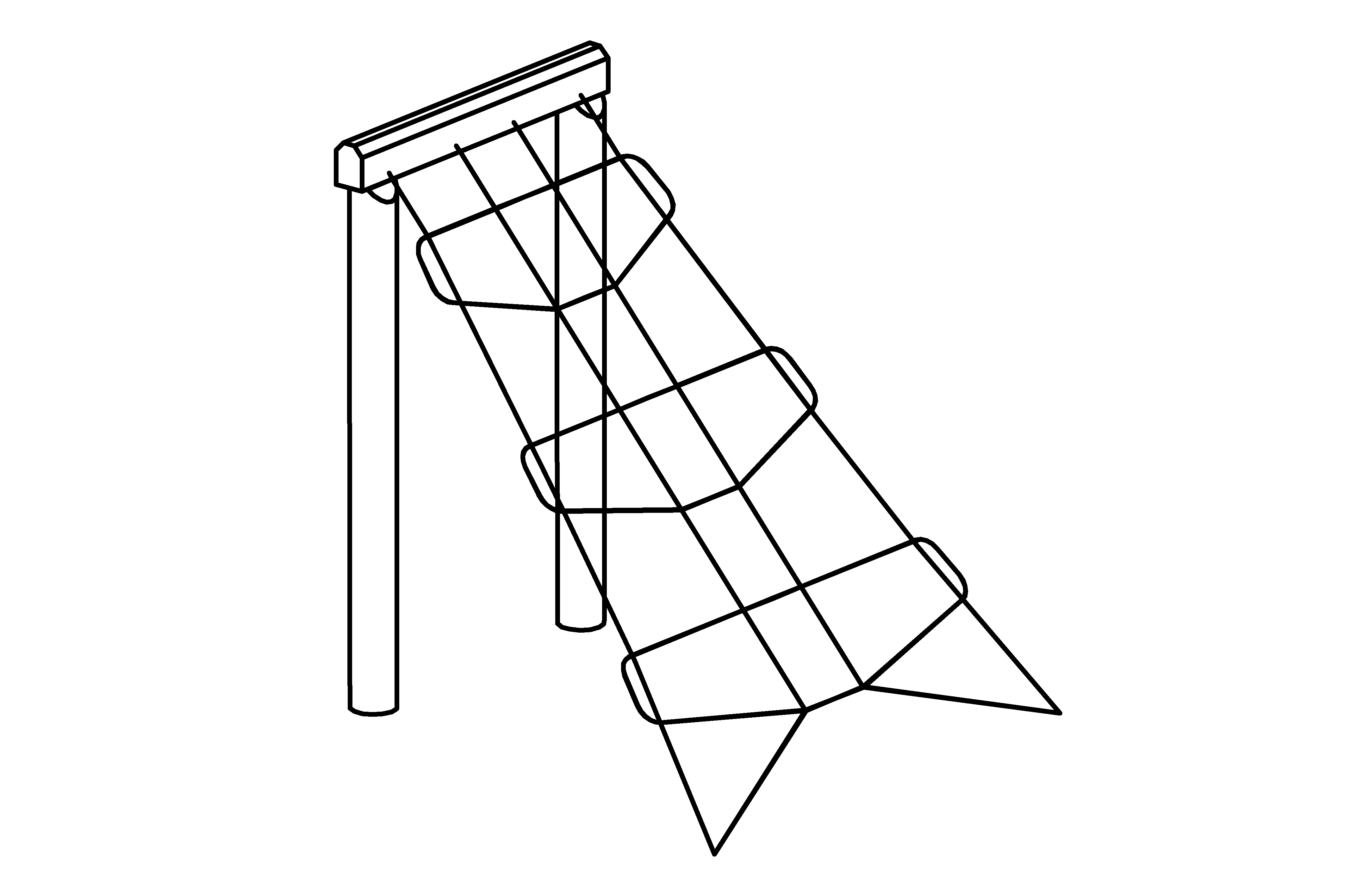 Inclined Climbing Net Corocord made of non-impregnated mountain larch