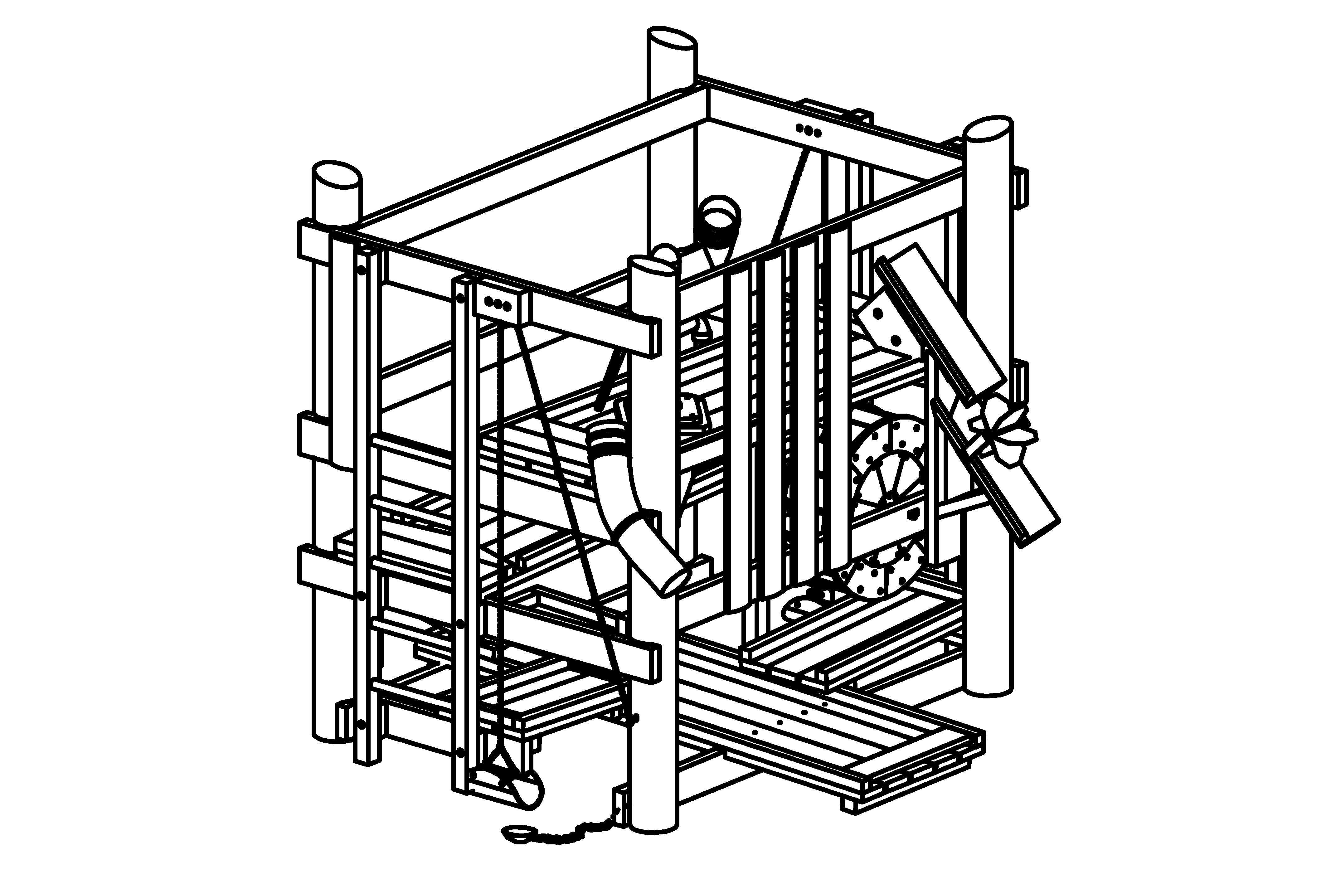 Water Building Site with Pump 5.17510 and Mill Wheel, made of larch 