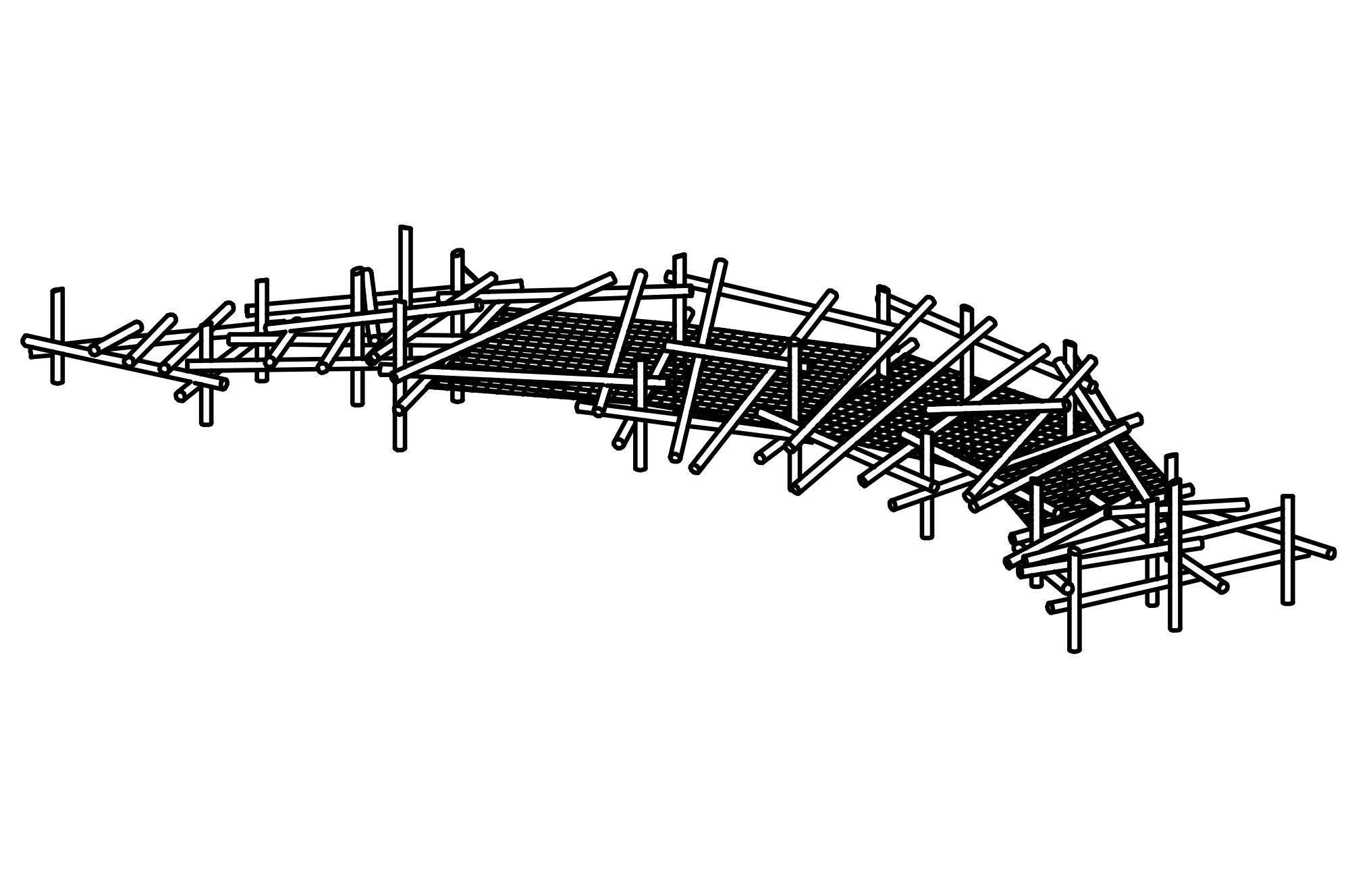 Climbing Structure 04, made of larch has posts made of robinia