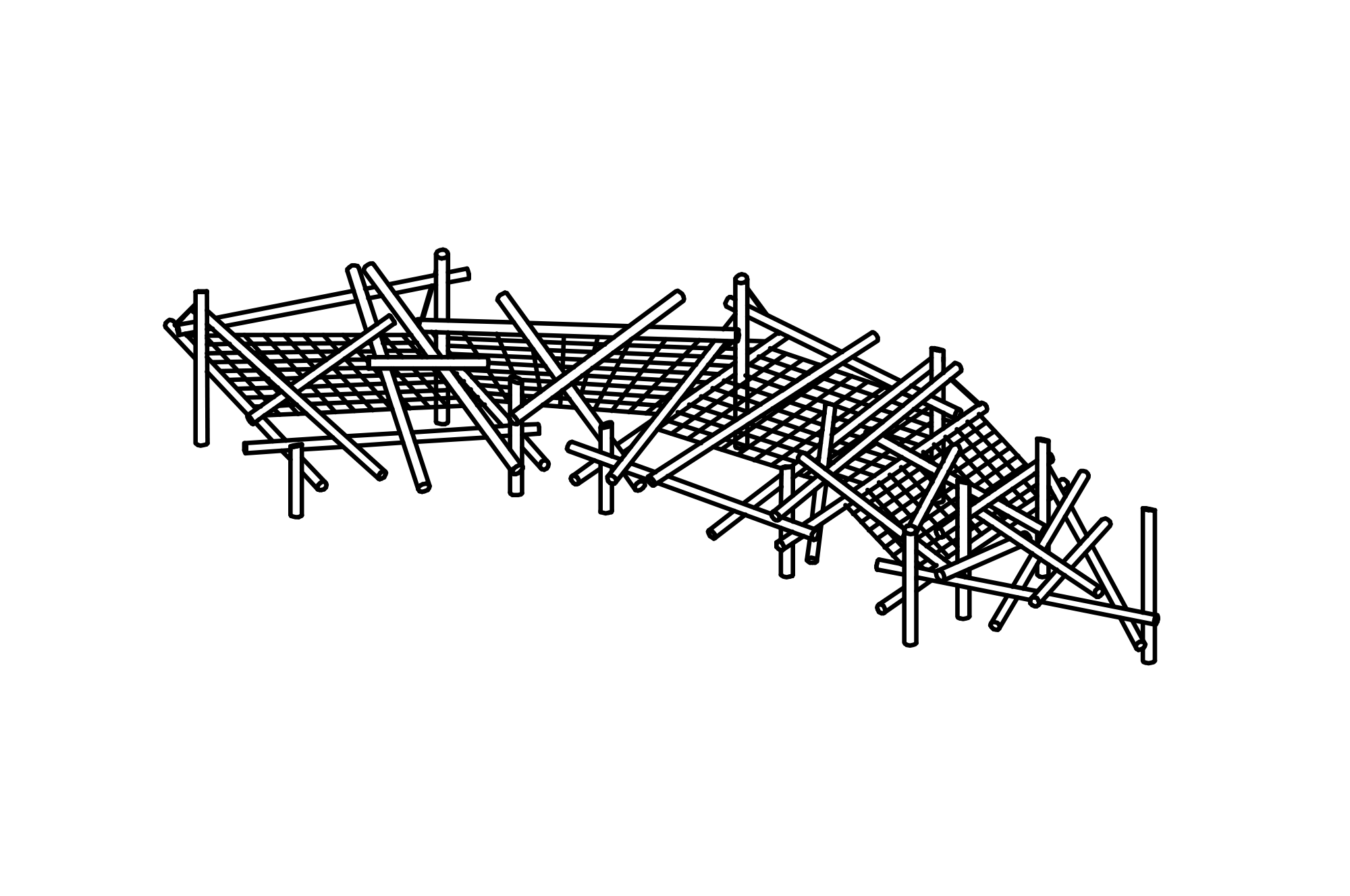 Climbing Structure 17, made of larch has natural, strong posts