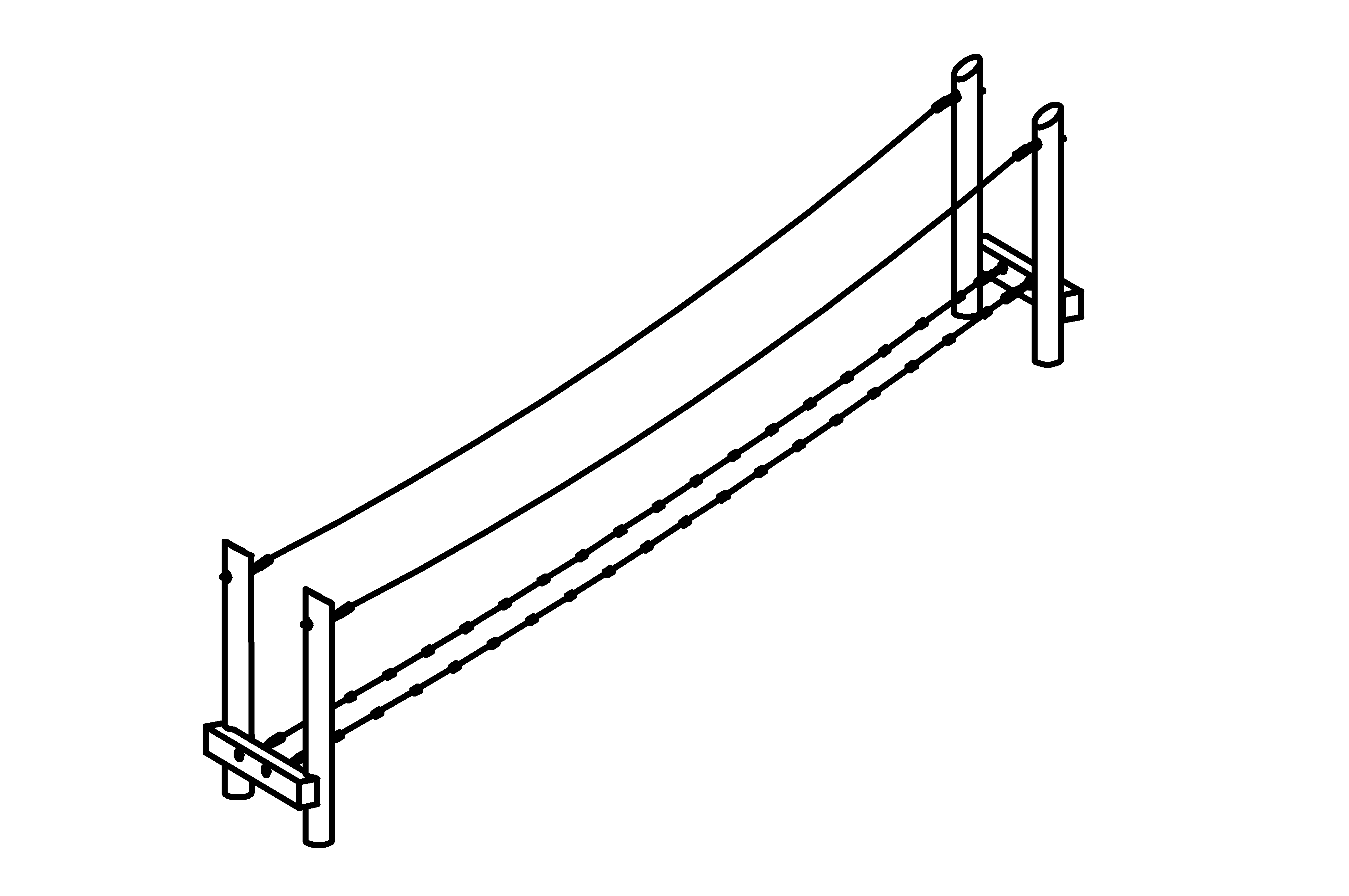 Climbing Ropes single element with equipment made of non-impregnated mountain larch