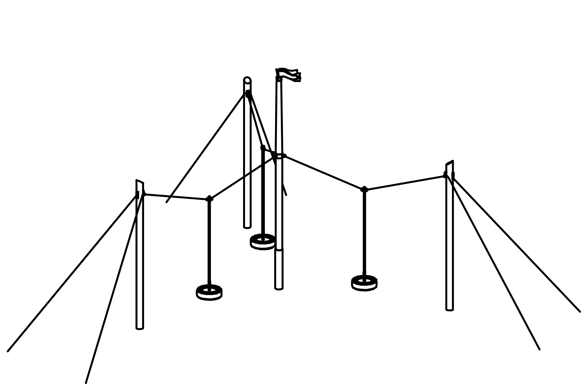 Queen Swing with flags with equipment made of non-impregnated mountain larch