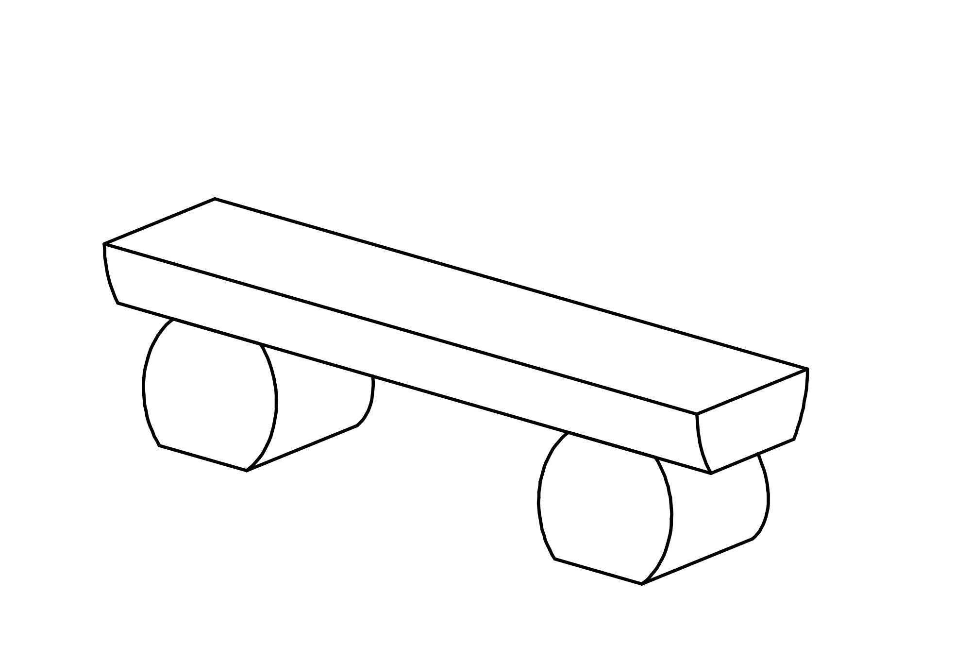 Bench on round trunk without back, made of larch with equipment made of non-impregnated mountain larch