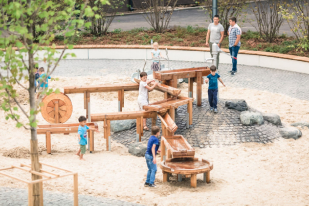 Young boys playing in a playground