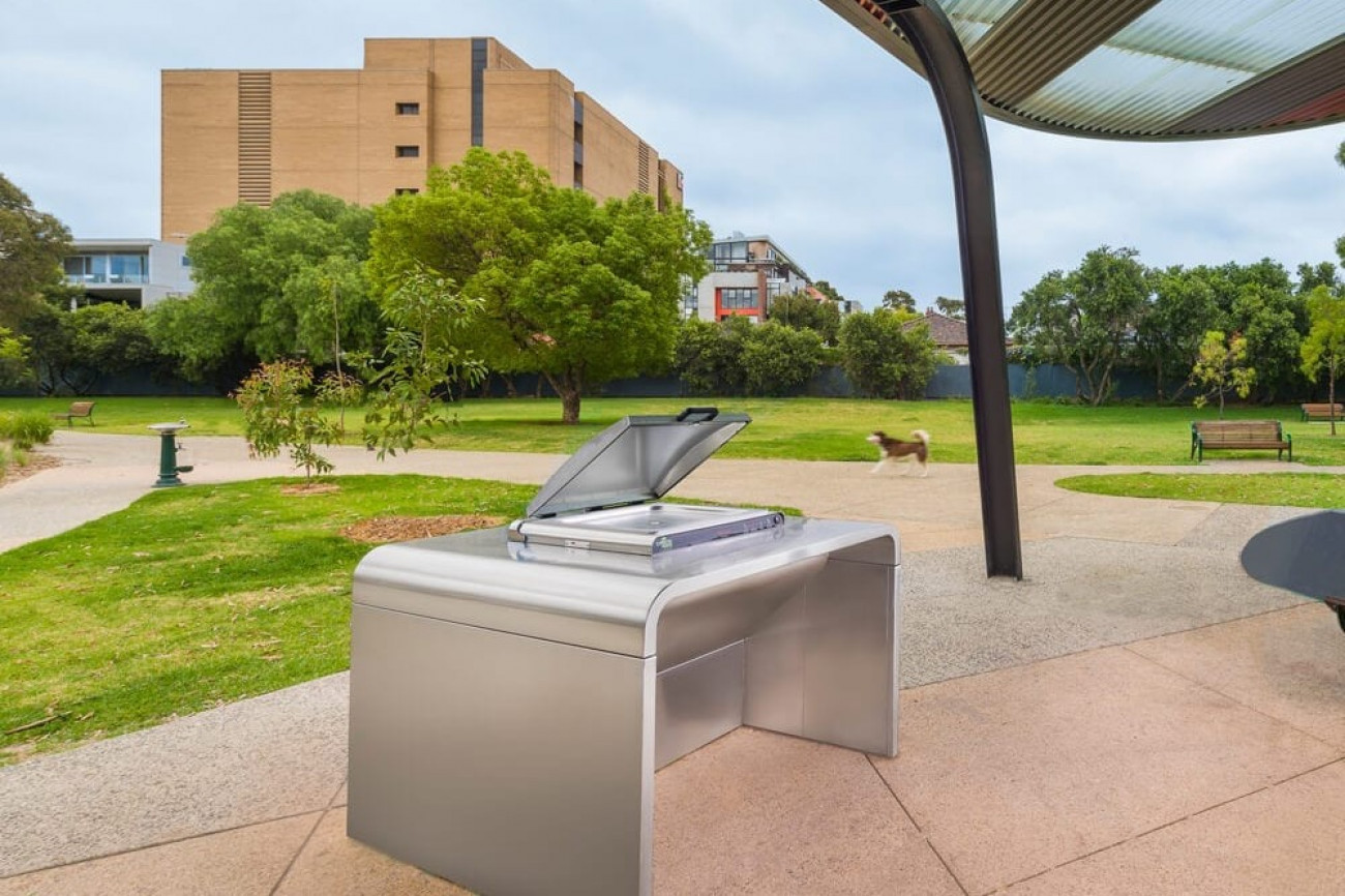 Stainless steel christie BBQ in a public park